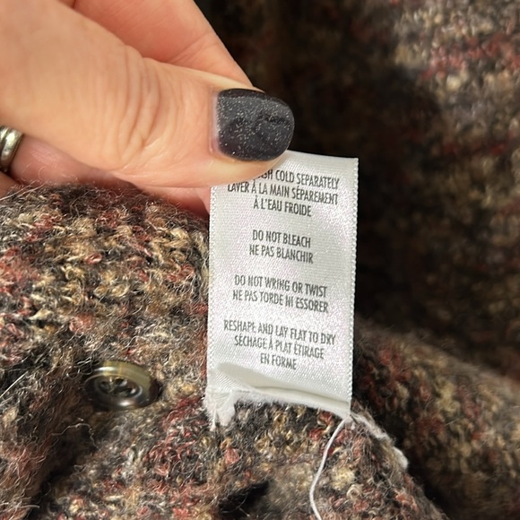 Vtg Casual Corner Wool Blend Bouclé Cardigan Sweater Brown Rustic M Grannycore - Picture 5 of 6